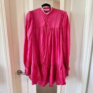 AVAVAV Pink Dress With White Lace Collar Size M/L